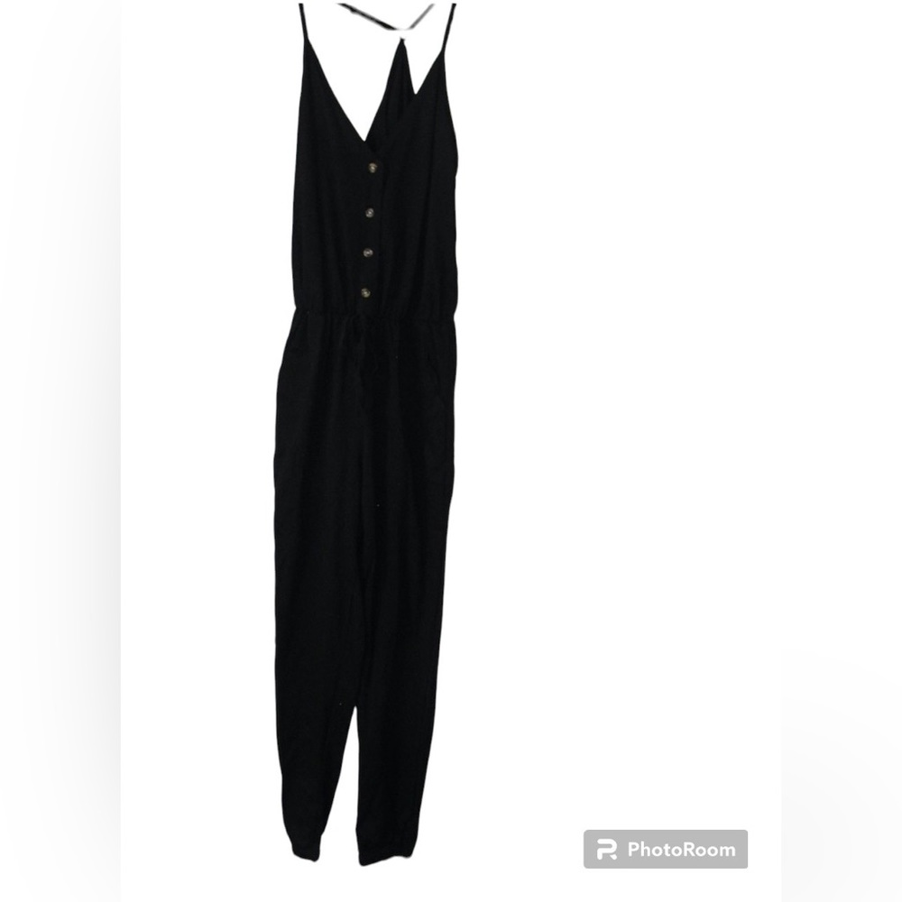 Ecowish Women's V-Neck Spaghetti Strap Drawstring Waisted long Romper NWOT